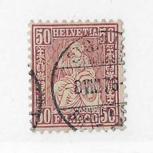 Switzerland Sc #59  50c red violet  used with dated CDS VF
