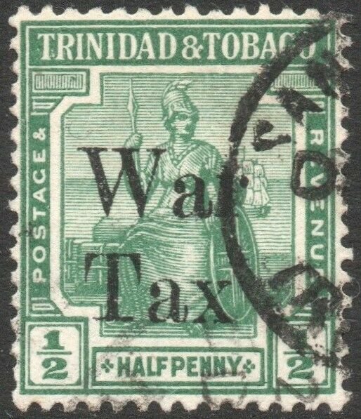 TRINIDAD & TOBAGO-1917 ½d Pale-Green War Stamp Sg 179a FINE USED V46175