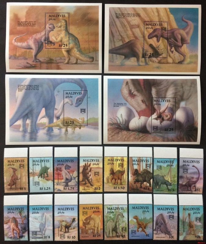 Maldives 1992** Mi.1773-88 + Bl.238, 239, 240, 241. Dinosaurs [20;63]