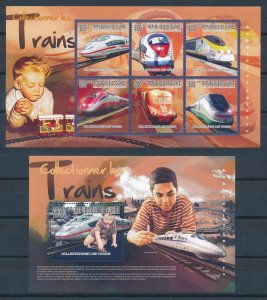 [113272] Guinea 2010 Railway trains Eisenbahn TGV with sheet MNH