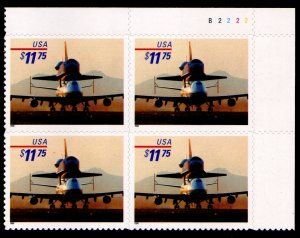 SCOTT  3262  PIGGYBACK SPACE SHUTTLE  $11.75  PLATE BLOCK  MNH  SHERWOOD STAMP