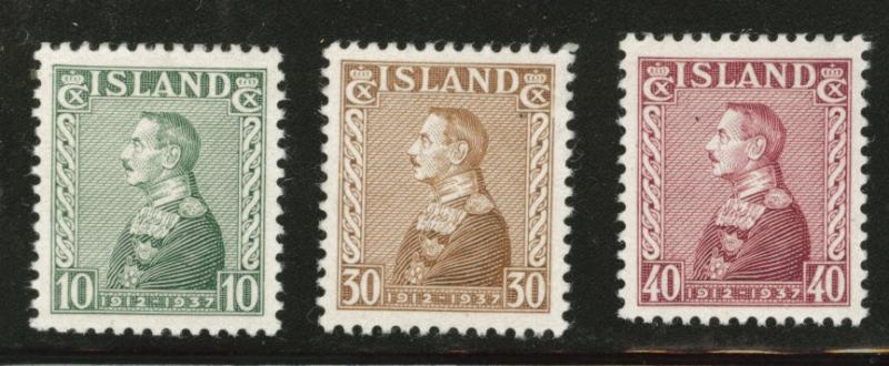 ICELAND Scott 199-201 MH* 1937 Christian X set