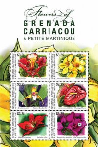 Grenadines-  2016 - Flowers of Grenada - Sheet o f six - MNH