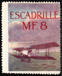 1914 WW One France Delandre Poster Stamp MF 8th Squadron Unused