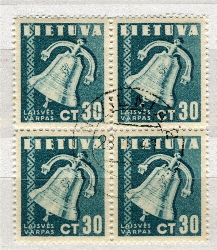 LITHUANIA; 1940 early Peace issue fine used 30c. BLOCK of 4