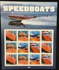 4160-4163   Vintage Mahogany Speedboats   MNH 41c  Sheet of 12 Issued in 2007