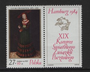 Poland  #B142  MNH  1984 UPU congress + Label  portrait of princess