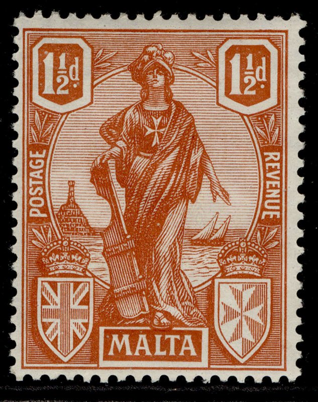 MALTA GV SG127, 1½d brown-red, LH MINT.