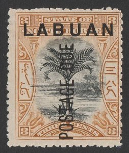 LABUAN 1901 'Postage Due' on Palm Tree 3c black & ochre, perf 13½-14.