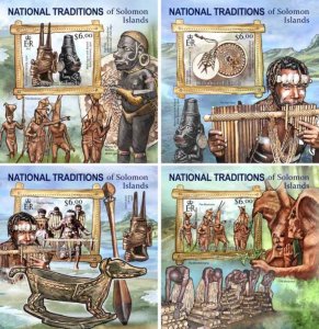 Solomon Islands - 2013 National Traditions - 4 Souvenir Sheets - SLM13108dlx