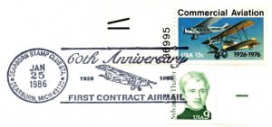 US SPECIAL POSTMARK EVENT COVER 60th ANNIV FIRST CONTRACT AIRMAIL (CAM) 1986-D