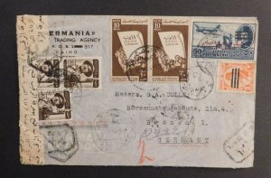 1954 Egypt Censored Airmail Cover Cairo to Bremen Germany German Trading Agency