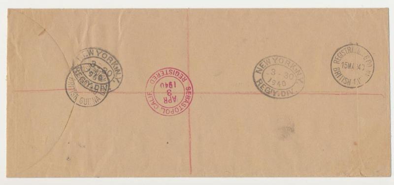 BRITISH GUIANA 1940 OHMS+ OFFICIAL PAID H/S COVER TO USA, REGISTERED