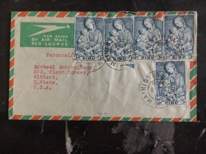 1954 Midleton Ireland Airmail Cover To Elkhart In Usa