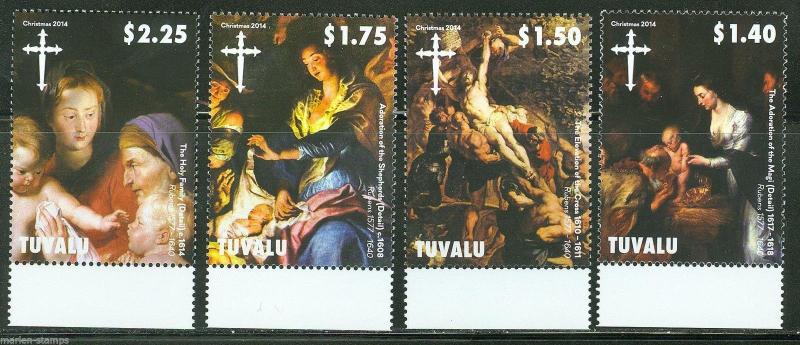 TUVALU 2014 CHRISTMAS ART PETER PAUL RUBENS SET OF FOUR STAMPS 