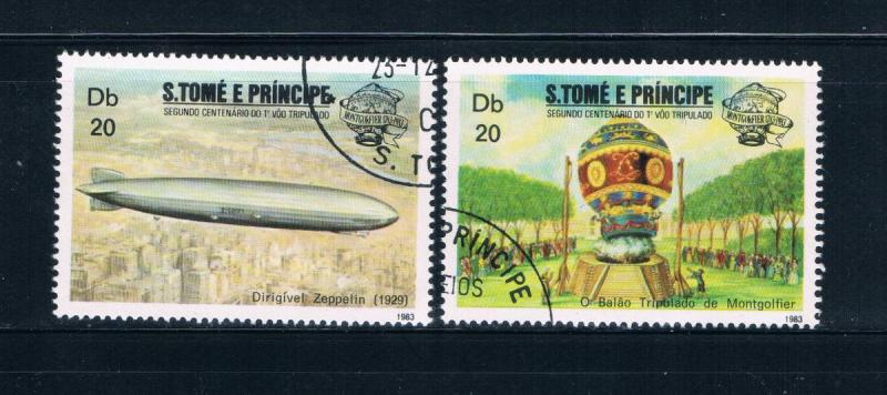 Saint Thomas and Prince Is 703a-b Used pair Zepplin Balloon (GI0427)+