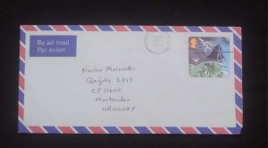 C) 2001, GREAT BRITAIN, AIR MAIL SENT TO URUGUAY, WEATHER STAMP. XF.
