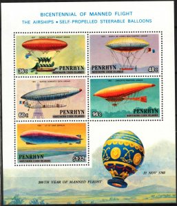 Penrhyn / Cook Islands 1983 Aviation Airships Balloons S/S MNH