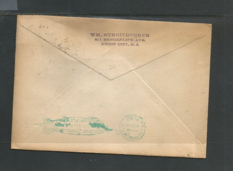 Brazil # 4CL5 on 1930 Zepp. cover. Rio de Janeiro to Lakehurst. CV $ 400.00