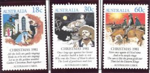 Australia Scott 811-813 MNH** 1981 Christmas set 