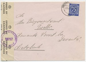 Censored cover Germany - Netherlands 1947 Military Censorship - Opened by Examin