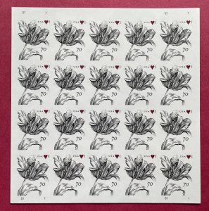 4960a LOVE VINTAGE TULIP Imperf Pane of 20 US 70¢ Stamps MNH 2015