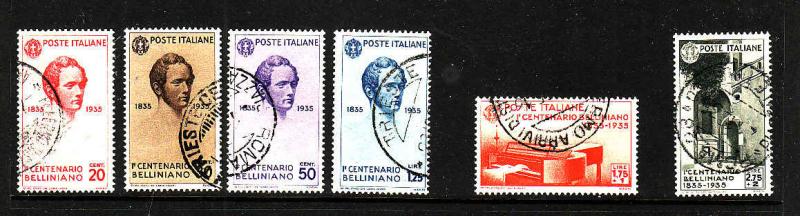 Italy-Sc#349-54-used set-Music-Bellini-Operatic Composer-1935-