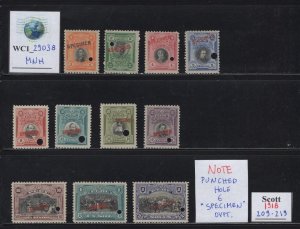 WC1_29038. PERU'. Rare variety of 1918 BATTLE OF ARICA set. Sc. 209-219. MNH