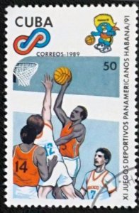 CUBA Sc# 3188  HAVANA PAN AMERICAN GAMES sports 50c Basketball 1989 used cto