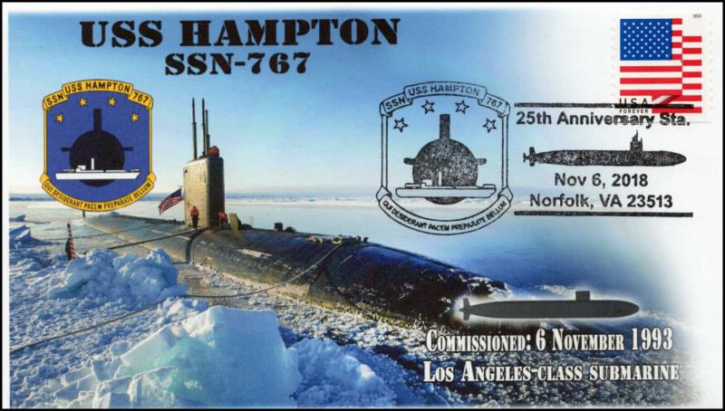 18-383, 2018, USS Hampton, SSN-767, Pictorial Postmark, Event Cover,