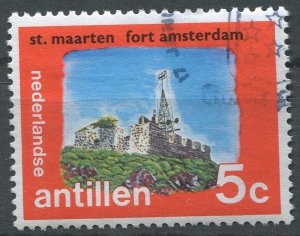 Netherlands Antilles Sc#335 Used, 5c red org & multi, Tourist Attractions (1972)