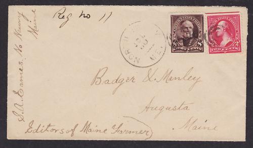 US Sc 267, 272 on 1896 North Newry, ME Registered DPO Cover