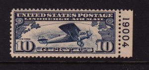 1927 Sc C10 AIRMAIL MNH 10c Lindbergh, plate number single Hebert CV $35 (W