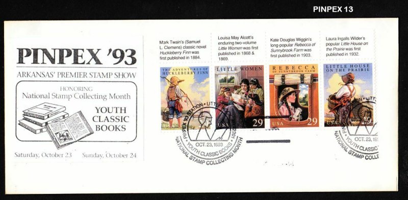 1993 Youth Classic Books Sc 2785-8 FDC unofficial PINPEX pictorial cancel