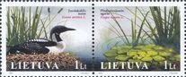 Lithuania 2005 Nature of lakes Birds aqua plants set of 2 stamps in strip MNH