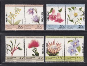 St. Vincent - Grenadines - Bequia # 194-197, Flowers - Specimen Overprints, NH