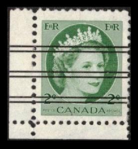 CANADA 1954 VINTAGE SCARCE 2c X-338 (338xx) VF PRECANCEL WITH SALVAGE CV $0.50