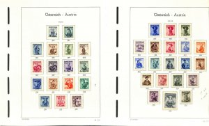 Austria Stamp Collection on 8 Lighthouse Hingless Pages, 1948-1951