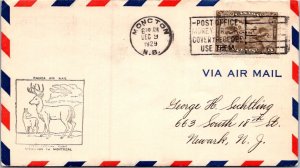 CANADA POSTAL HISTORY CACHET COVER COMM FIRST FLIGHT ADDR CANC MONCTON YR'1929