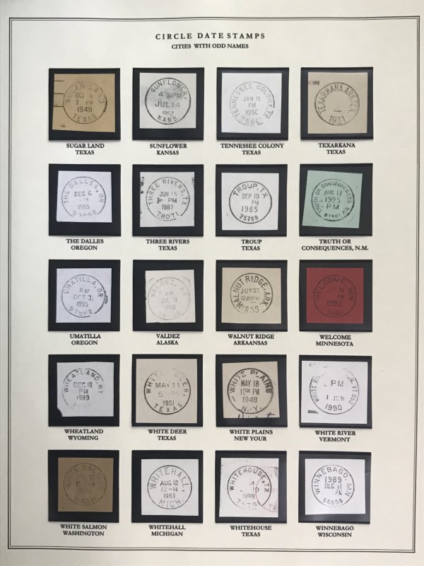 US Circular Date Stamp Collection (Odd/Boys/Girls/Double Town/Port/City/State)