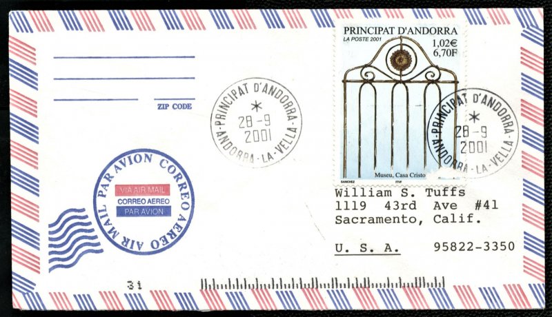 ANDORRA - AIR MAIL COVER - #533, 2001 - ANDORRA003