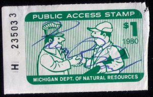 MICHIGAN $1 PUBLIC ACCESS STAMP DEPT. OF NATURAL RESOURCES 1980 F-VF