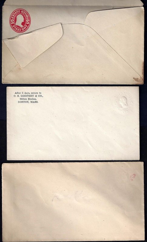 US 1907 THREE ERRORS POSTAL COVERS TWO COVERS WITH EMBOSSED ALBINO IMAGE & ONE