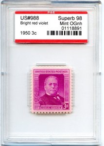 US SCOTT #988 MINT-SUPERB-OG-NH GRADED 98 PSE ENCAPSULATED SMQ $60 (7/31/24 GP)