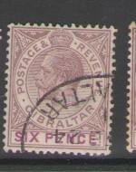 Gibraltar Sc 82 1926 6 d G V stamp used