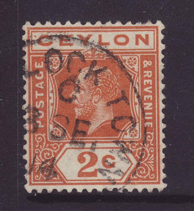 1912 Ceylon 2c Wmk Mult Crown CA ?Lock Town CDS