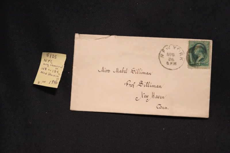 US 158 or 184 on cover NYC (neg. numeral) to New Haven CT (#1946)