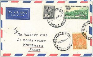 POSTAL HISTORY -  AUSTRALIA : AIRMAIL COVER  to FRANCE from GERALDTON 1963