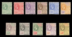 British Guiana #191-201 Cat$129, 1921-27 George V, complete set, lightly hinged