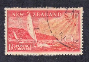 NEW ZEALAND SC# B38 USED 1 1/2p+1/2p 1951